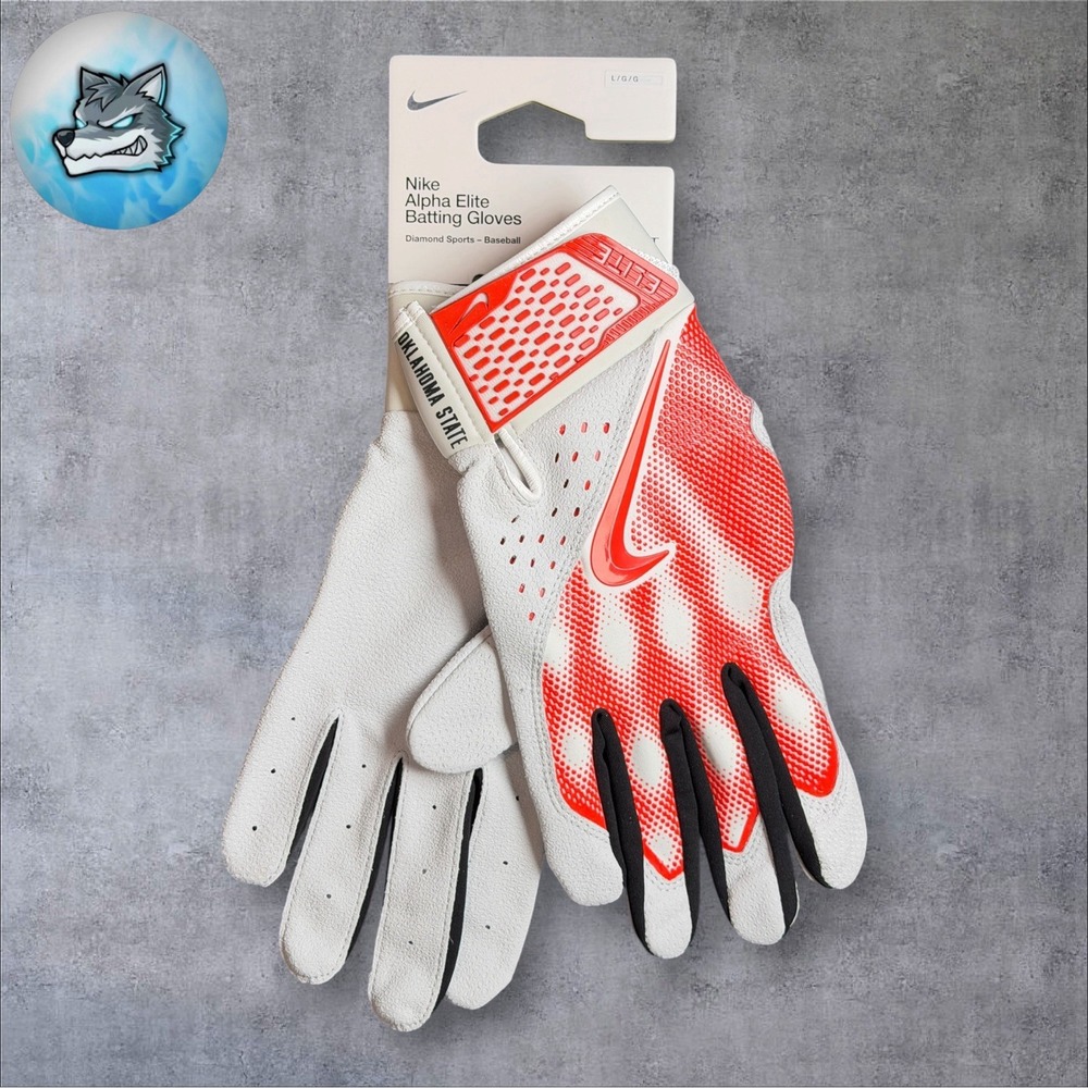 Nike Alpha Elite Batting Gloves Orange Oklahoma State Team Issued FB4181-126 L